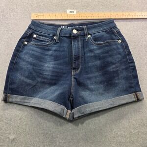 No Boundaries Curvy Mom Shorts Dark Wash Denim Rolled Cuff High Rise